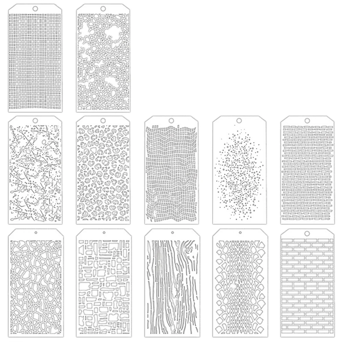 

12 Pieces Stencils for Crafts, Brick Dot Layering Stencils Mixed Media Art Texture Stencils for Painting on Card Making