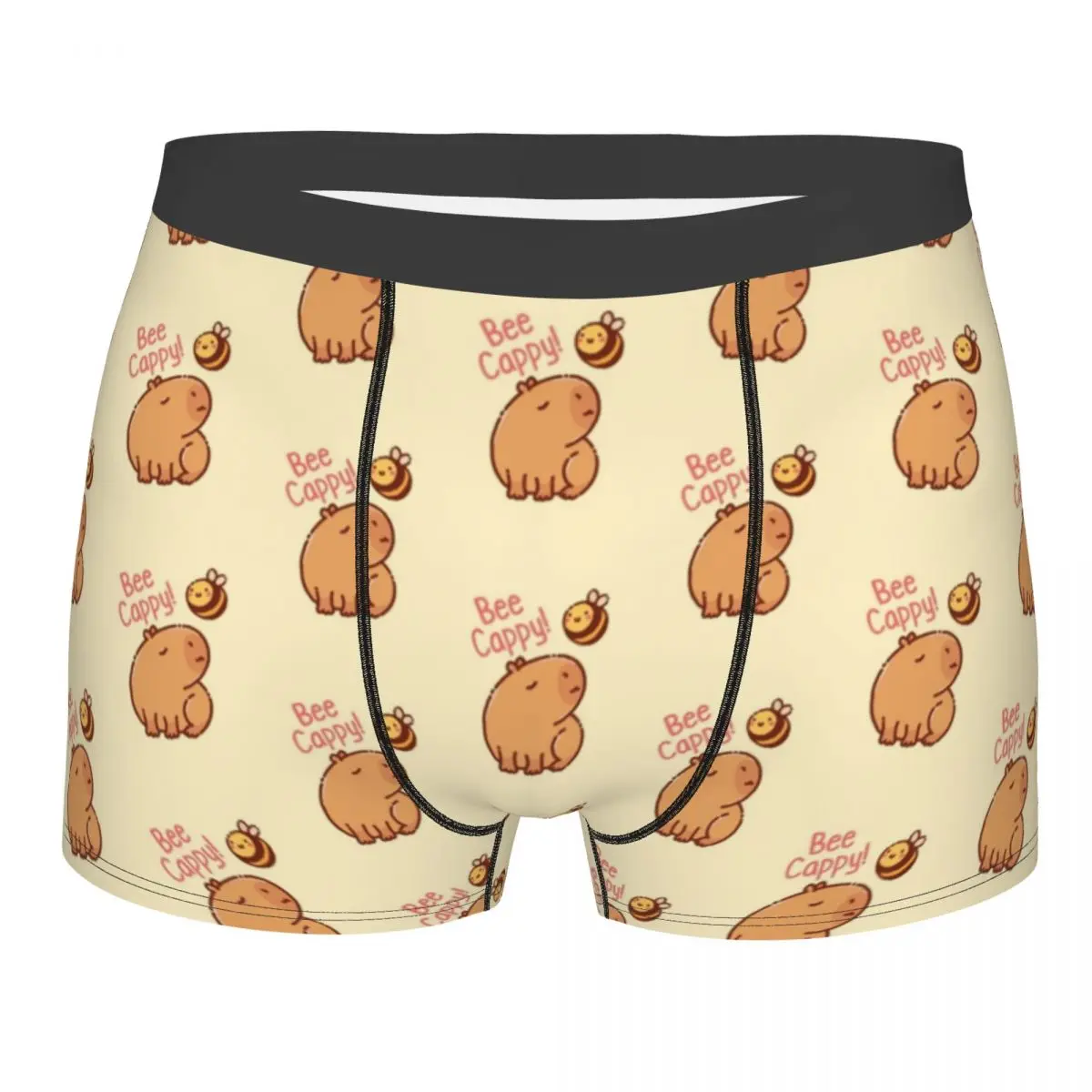 Capybara Pun Be Happy Men Underwear Animal Lover Boxer Shorts Panties Humor Mid Waist Underpants for Homme Plus Size