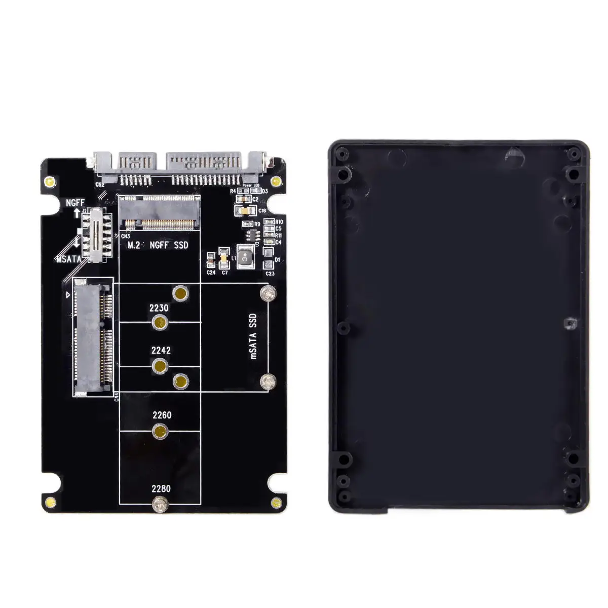 Cablecc  Combo M.2 NGFF B-key & mSATA SSD to SATA 3.0 Adapter Converter Case Enclosure with Switch