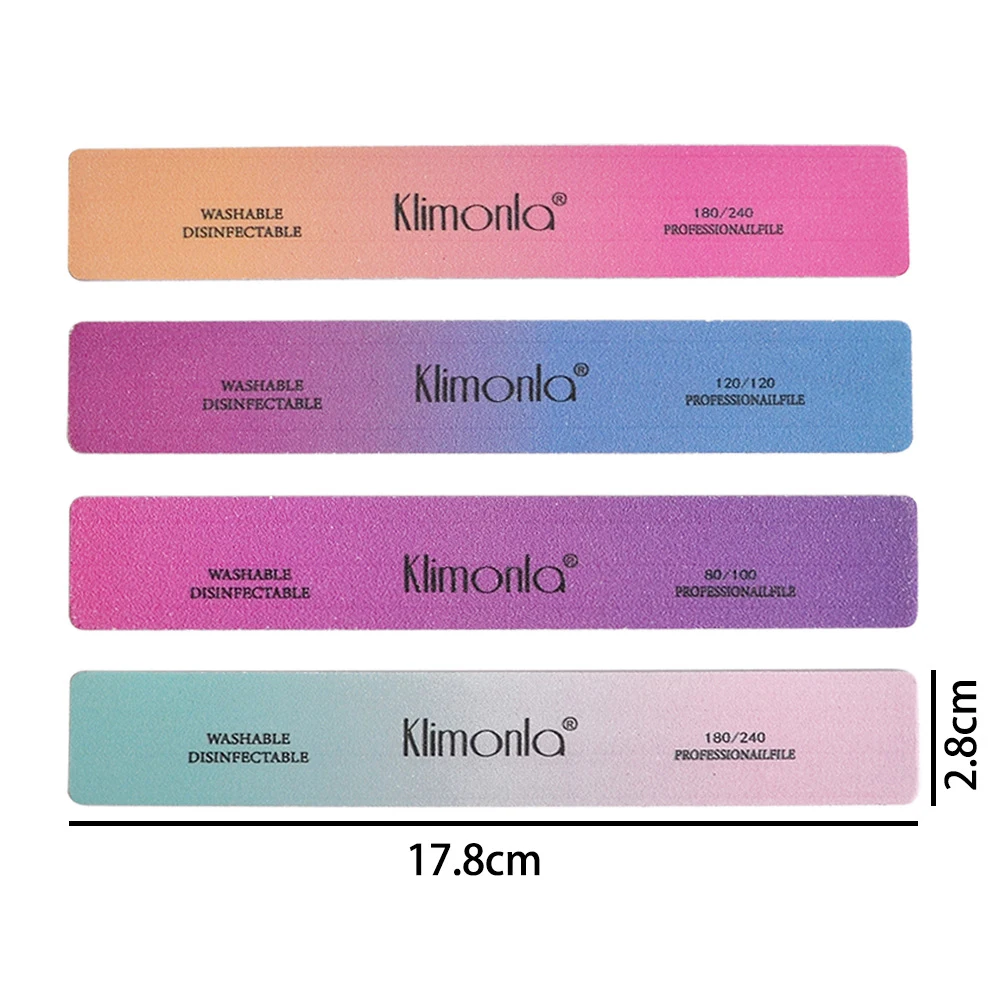 5pcs Colorful Gradient Nail File 180/240 Grit Kit uffer Double Side Trimmer Washable Disinfectable Lime Buffer Nail Art Tools