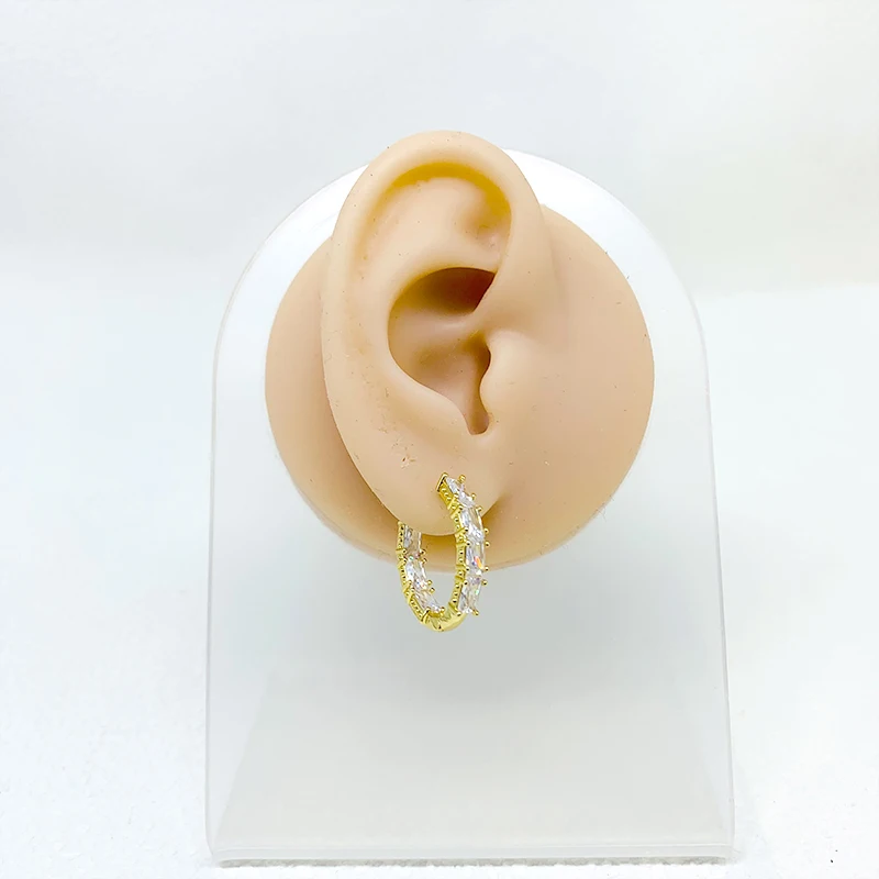 ZHUKOU Snake Round Hoop earrings Oval Cubic Zirconia Hoops women exquisite Gold color piercing huggie earrings wholesale VE884