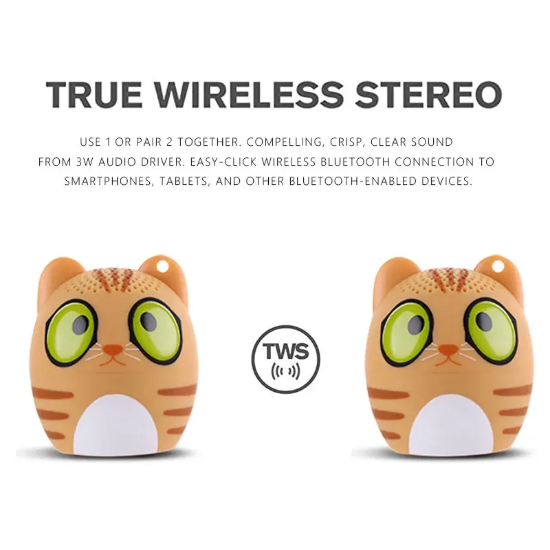 Mini altavoz electrónico Bluetooth para mascotas, altavoz inalámbrico pequeño estéreo TWS de 3W, Micro altavoz portátil para mascotas y animales, Navidad