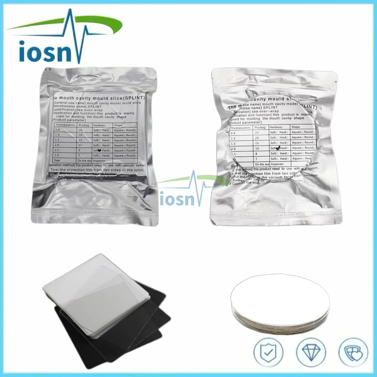 Dental Lab Splint Thermoforming Materials Sheet Vacuum Forming Hard Soft Denture Model Retainer Slice Square Round Dentist Tools