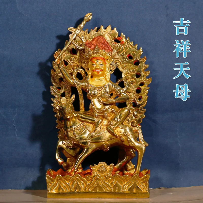 Tibetan Tantric Pure Copper Painted Auspicious Celestial Mother Buddha for Home Temple Worship, Fully Gilt Bronze Statue,