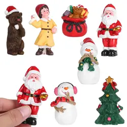 Christmas Miniatures Figurines Xmas Tree Santa Claus Snowmen Bear Micro Landscape DollHouse Moss Terrarium Fairy Garden Decor