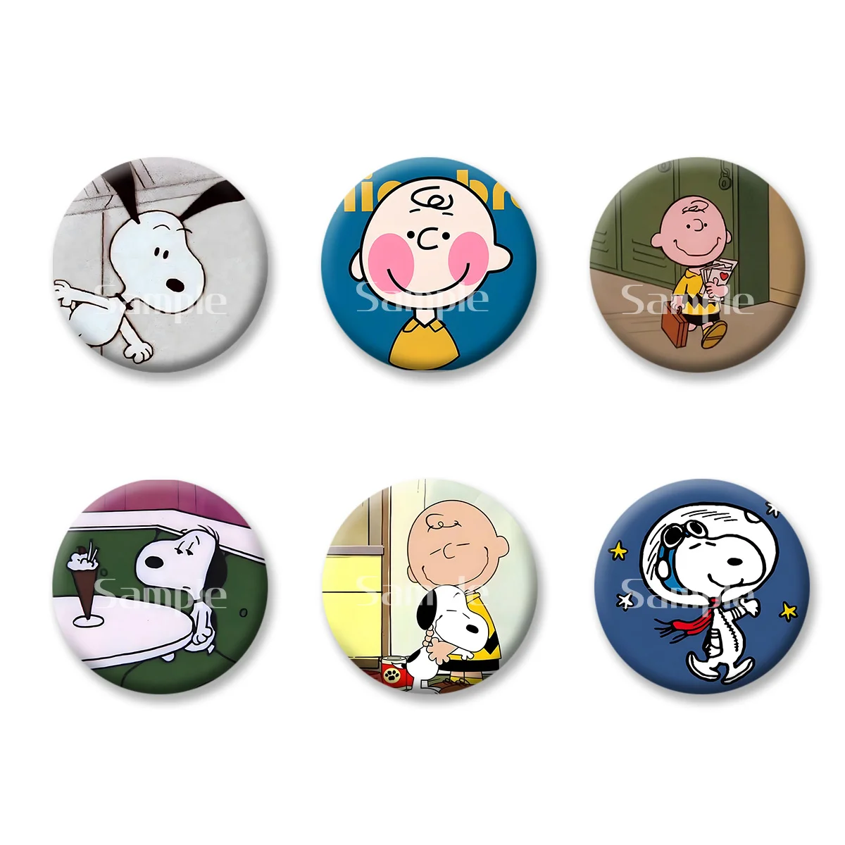 

Flash Badge Cards Snoopy Anime Cartoon Souvenir Girl Keychains Convenient Makeup Mirror Fridge Magnet ACG Accessories