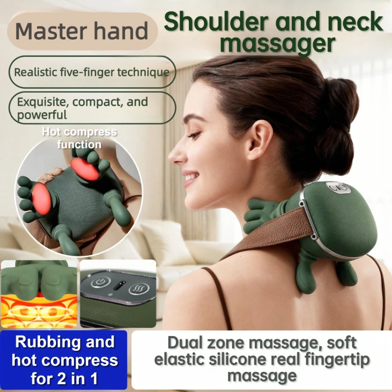 

Finger Pressure Hot Compress Massage Simulation Human Shoulder Neck Massager Back Leg Waist Heating Masseur Deep Tissue Kneading