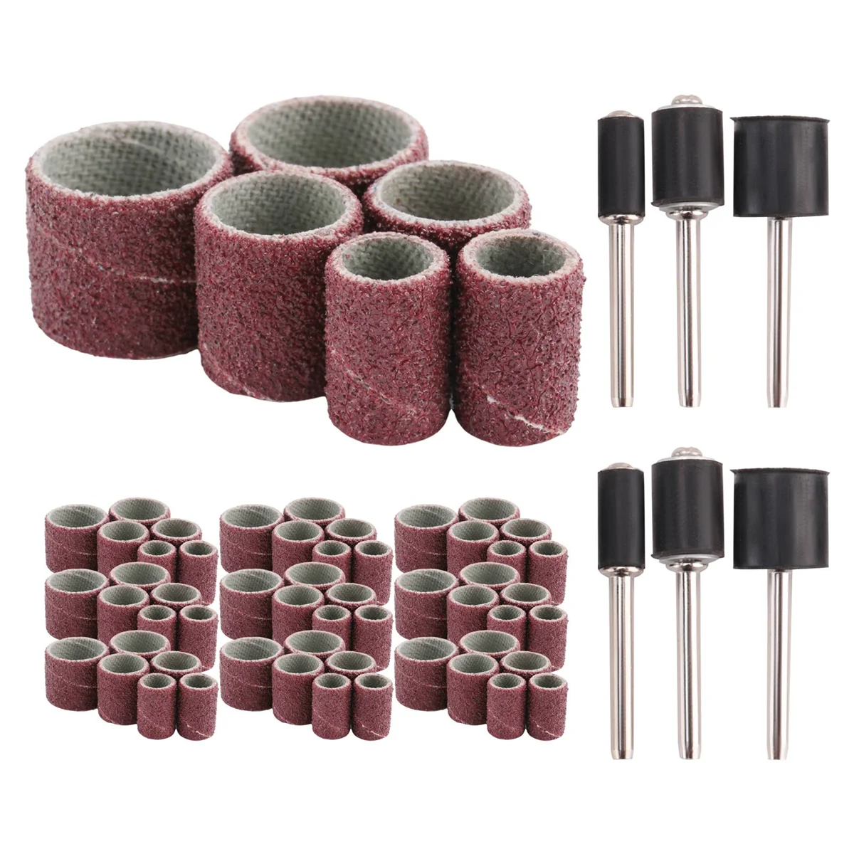 Set pasir Drum, 66 buah termasuk 60 buah pita pengamplasan dan 6 buah mandrel Drum