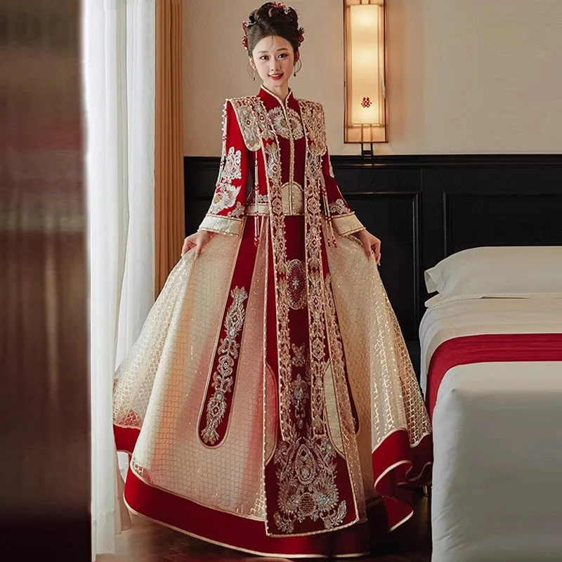 

Новое свадебное платье Хань в китайском стиле от тяжелой промышленности Fengguan Xiapei