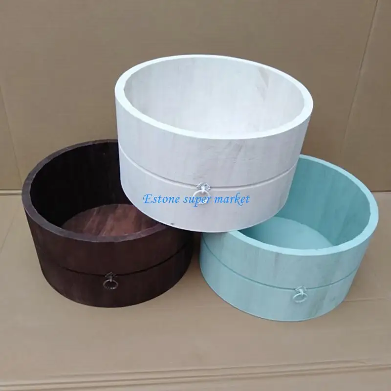 

090B Baby Photography Props Wooden Basin Newborn Infants Pose Auxiliary Photo Basket