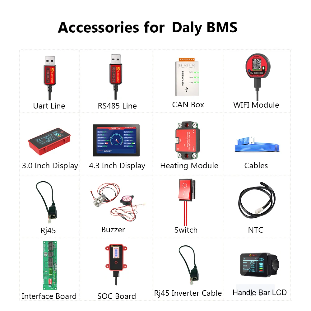 Image of Zubehör für 100 Balance Daly BMS Bluetooth WIFI Modul Touchscreen LCD Displayer UART RS485 Heizmodul GPS Can Adapter