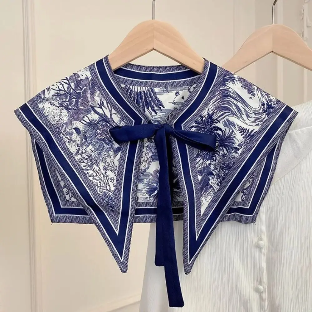 New Detachable Shirt Fake Collar Vintage Floral Pattern False Fake Collar Half Shirt Necklace Shawl Women Shoulder Wraps
