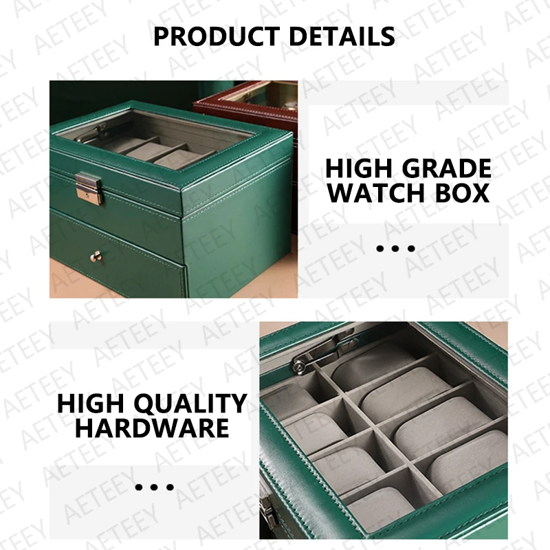 New Double Layer 20 Slots Watch Case Skylight Display Watches Jewelry Storage Bracelet Large Capacity Organizer Collection BoxCu