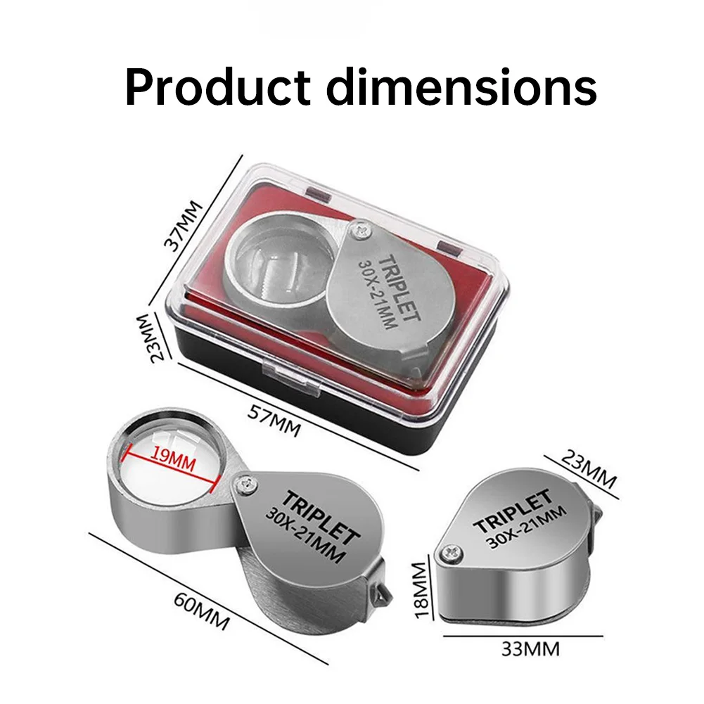 

10-30X Foldable Metal Magnifying Glass Portable Pocket Loupe For Jewelry Antique Reading Multi Purpose Magnifier