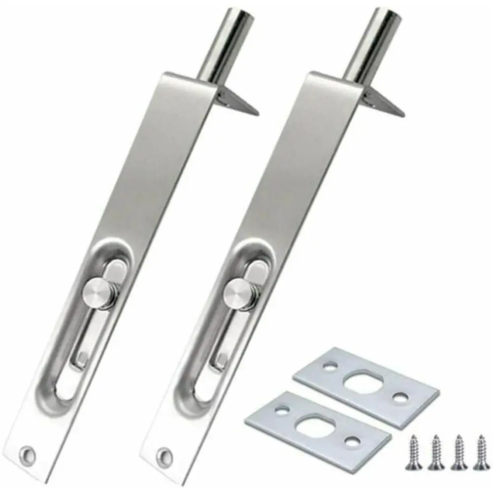 Door Flush Bolt Smooth Stainless Steel Composite Door Concealed Door Parts Patio Security Door Silver Accessories