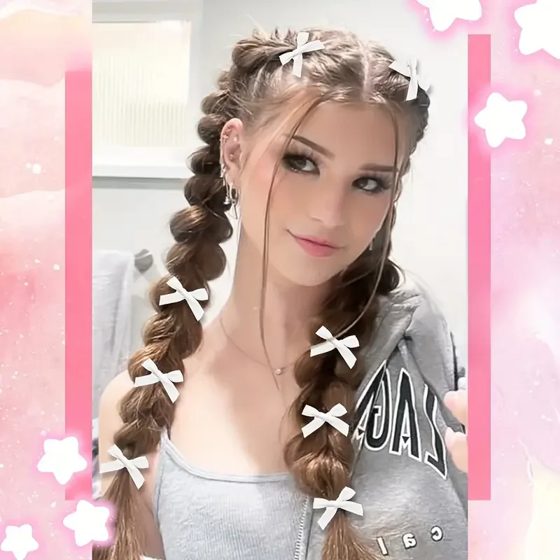 30-teiliges Haarspangen-Set mit Mini-Schleife im Y2K-Stil – süße und süße Haarspange mit Anti-Rutsch-Band, geeignet für alle Frisuren – Detail 6