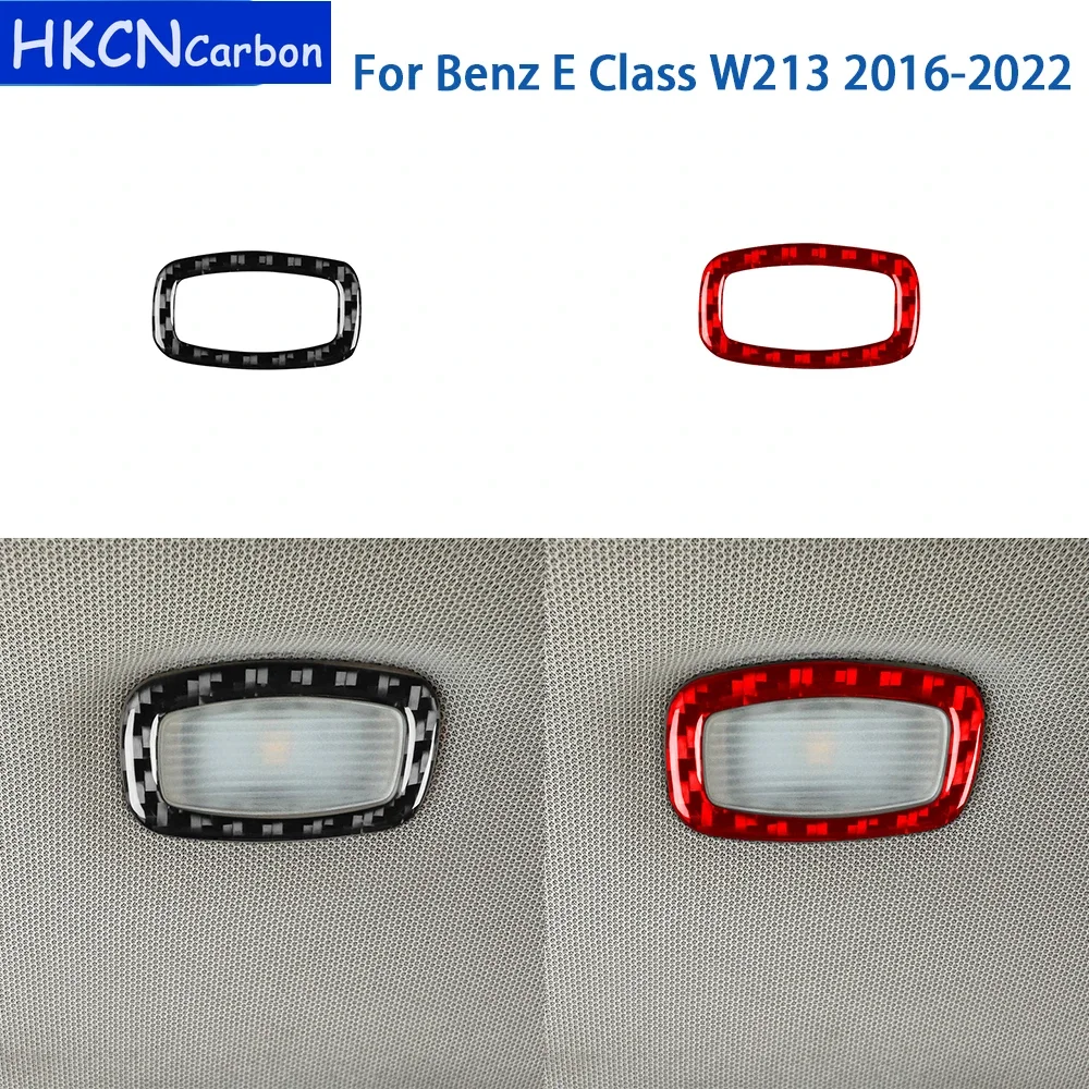 For Mercedes Benz E Class W213 2016-2022 Accessories Real Soft Carbon Fiber Interior Makeup Mirror Lamp Frame Cover Trim Sticker