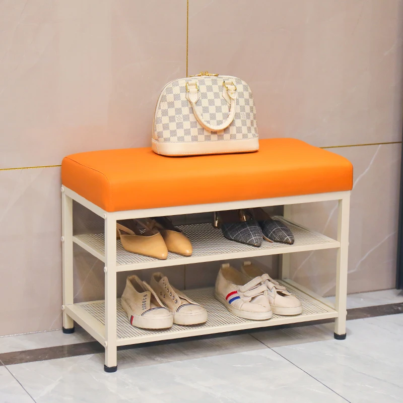 

Light luxury shoe cabinet integrated leather soft bag seat cushion household aisle can sit