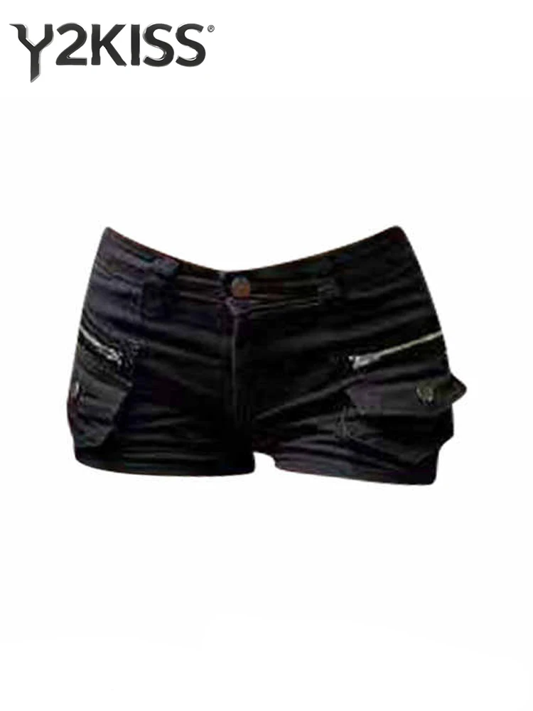 

Летние женские джинсовые шорты в американском ретро-стиле с низкой посадкой, Y2K, в стиле гоблин-кор, японский уличный стиль Харадзюку, модные карго-шорты, джинсовые шорты-хотпанты