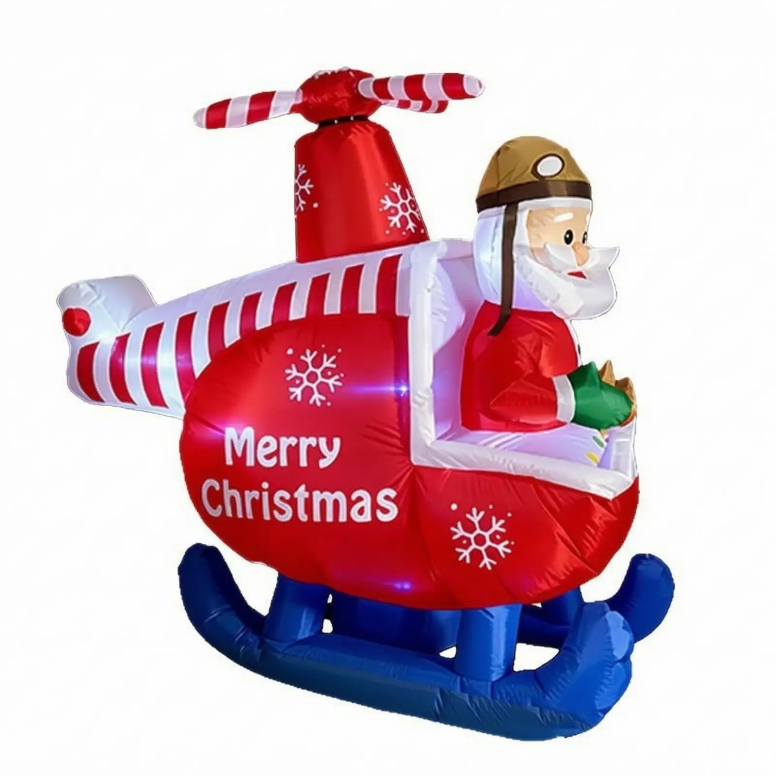 Large Inflatable Christmas Santa Helicopter Yard Decoration with Electric Fan and Bottom Zipper for Easy Setup