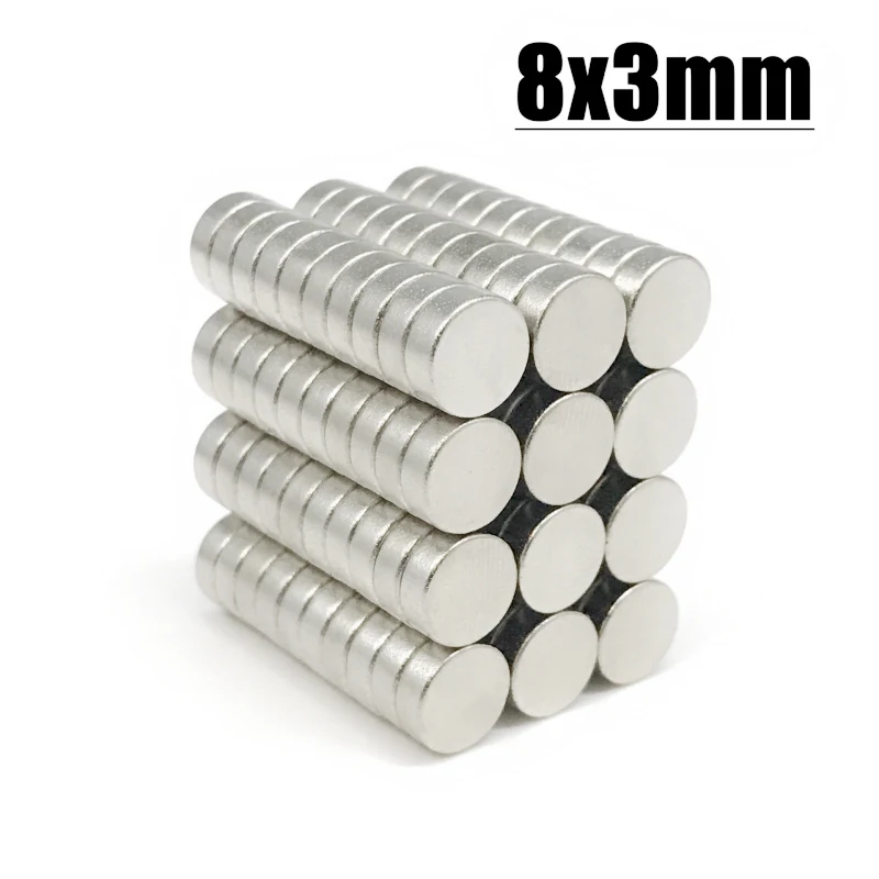 5/20/50/100/200/500/1000Pcs  8x3 Super Powerful Strong Bulk Round NdFeB Neodymium Disc Magnets Dia N35 Rare Earth Magnet 8*3 new