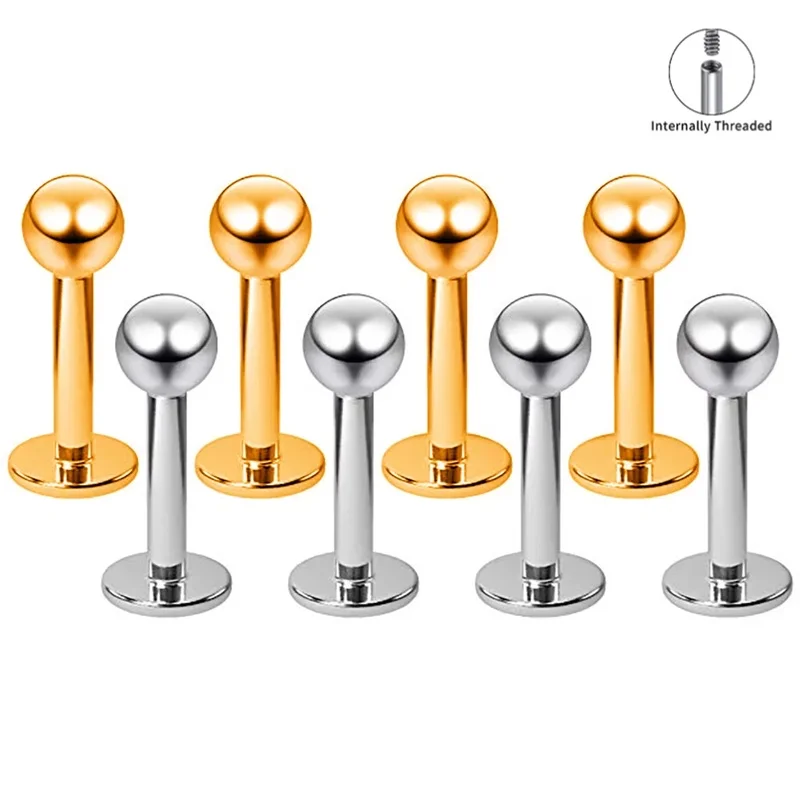 10pcs/lot ASTM F136 Titanium Internal Threaded Labret Stud Body Piercing 3mm Ball Labret Monroe Lip Ring for Women