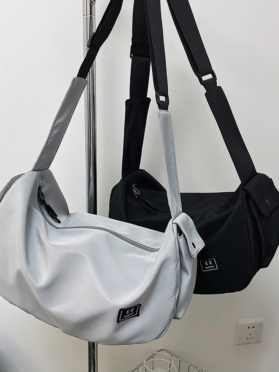 

Large Crossbody Solid Color Travel Tote Bag for Women Nylon Gym Fitness Handbags Outdoor Sports Yoga Dry Wet Separation Bags