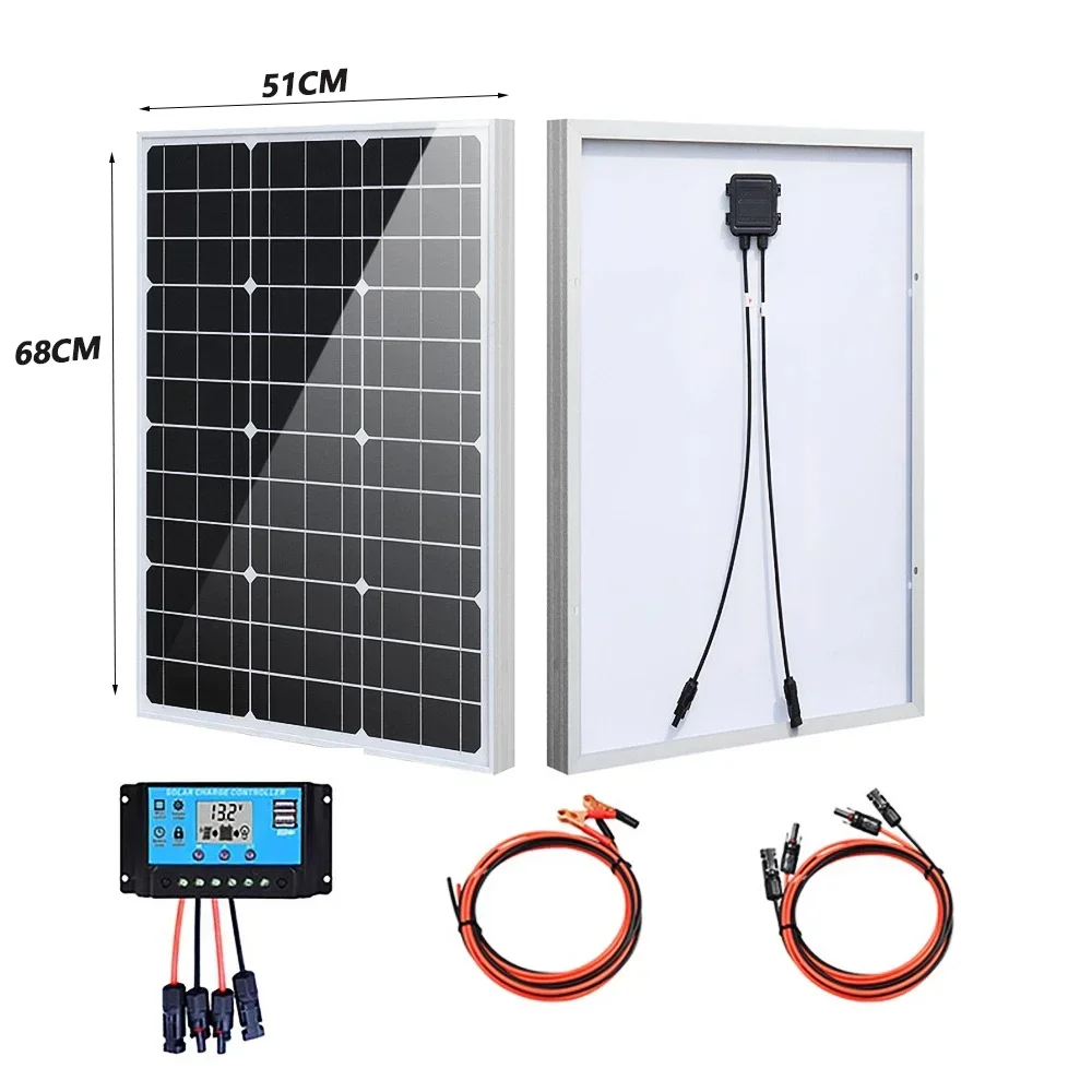 1000W-3000W hoog rendement stijf zonnepaneel 18V met glazen oppervlak, waterdicht voor thuis en buiten camping powerbank - afbeelding 1