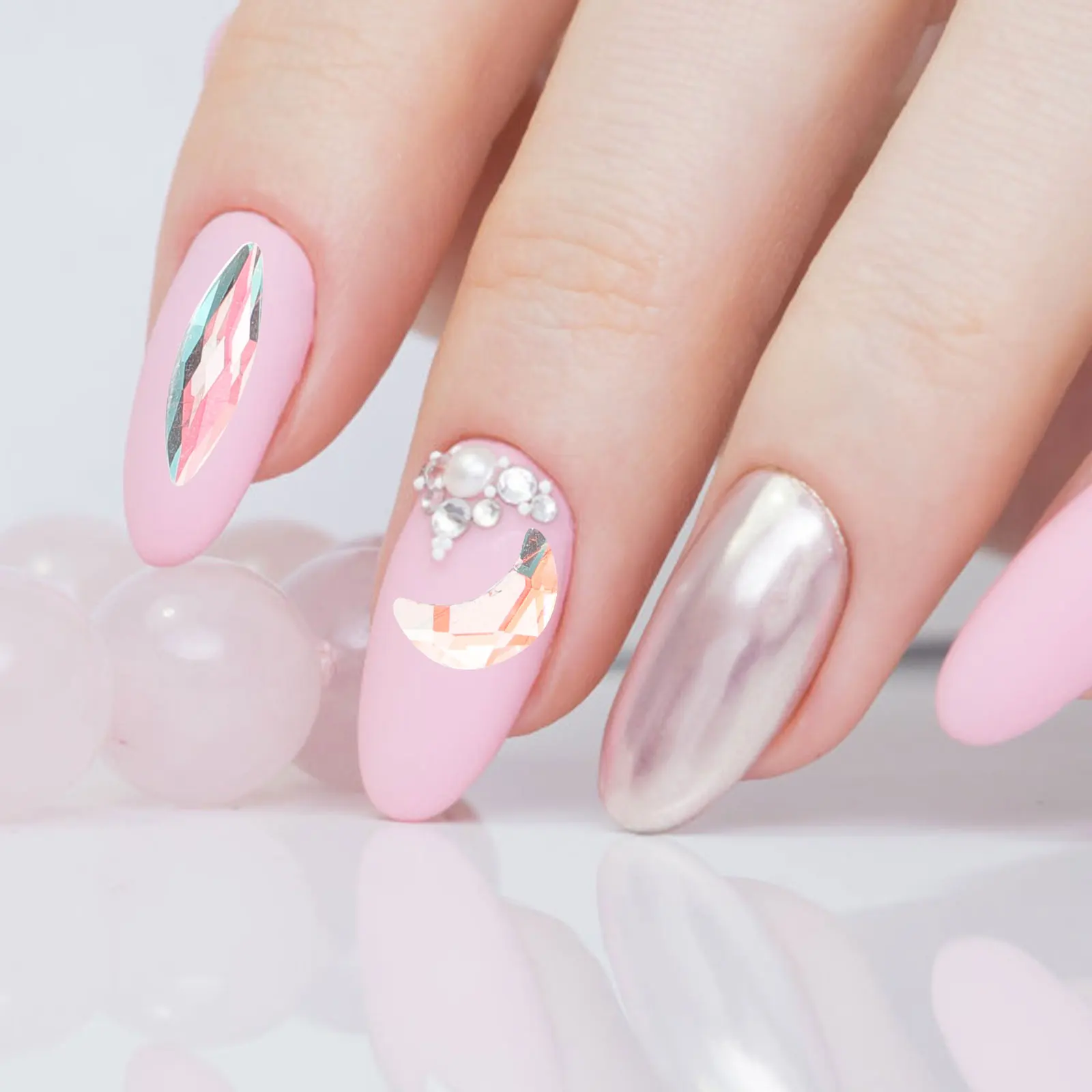 

2 Boxes 12 Colors Nail Gems Rhinestones Charms Jewelry Art Supplies for Natural Fake Nails Women DIY Manicure Decoration