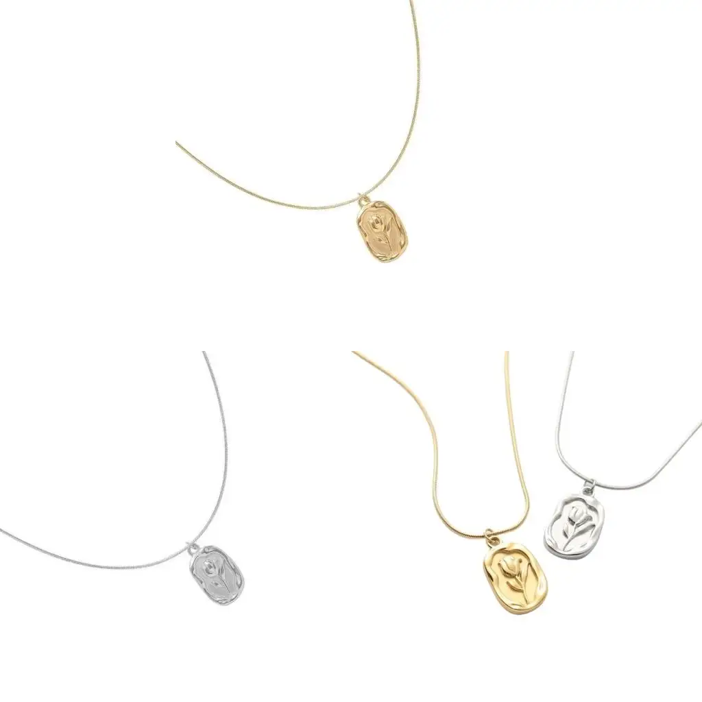  Sophisticated Tulips Necklace Embossed Flower Jewelry Floral Neckchain Accessory