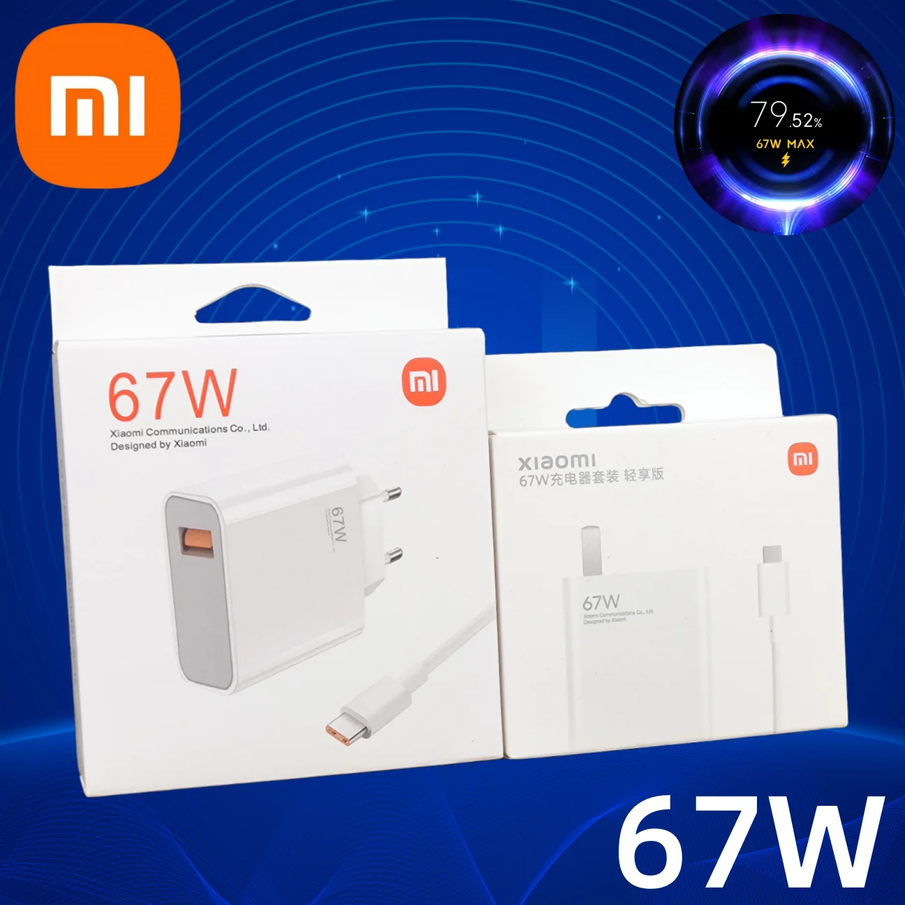 

Xiaomi 67W Charger Original Turbo Fast EU US Charge Adapter Usb 6A Type C Poco X3 X4 X5 GT Mi 12 11 RedMi Note 12 10 1M 2M Cable