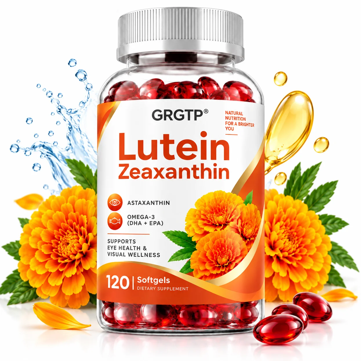 Lutein Zeaxanthin Capsules - Protect Retinal Area, Brighten Eyes, Reduce Dryness, Maintain Eye Function, Improve Visual Clarity