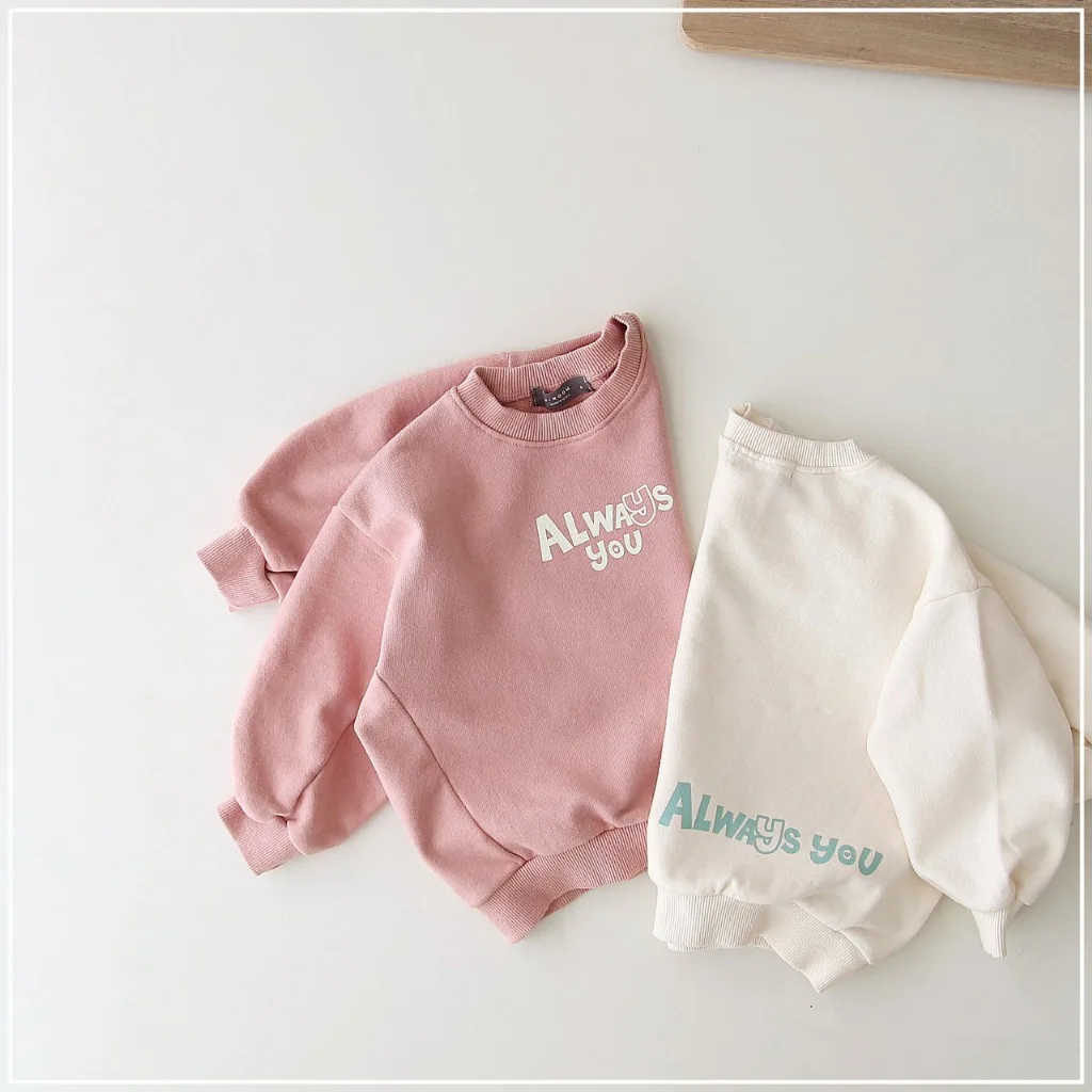 Sudadera de manga larga con estampado de letras para niños y niñas, Tops informales, ropa infantil, Otoño, 2023