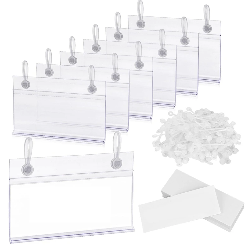 

100PCS Clear Label Holders For Wire Shelf Retail Price Label,Merchandise Sign Display Holder For Supermarket Shop