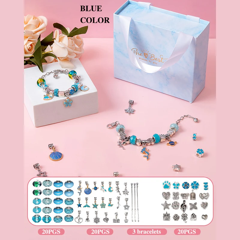

Diy Jewelry Making Kit Toys DIY Beaded Bracelet Set with Storage Box for Girls Gift Acrylic European Large Hole Beads Handmade