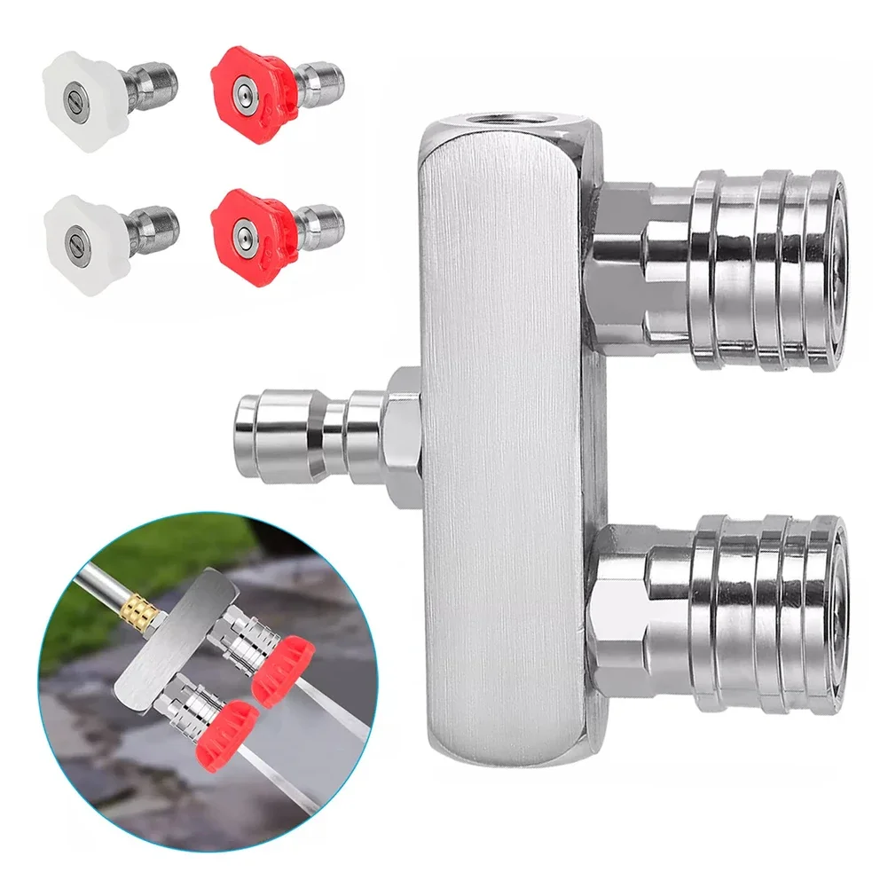 5PCS Dual High-pressure Washer Nozzle With Nozzle Tip 14 Inch 5000 PSI Power-Washer Nozzle Stainless Steel Power Tool Parts