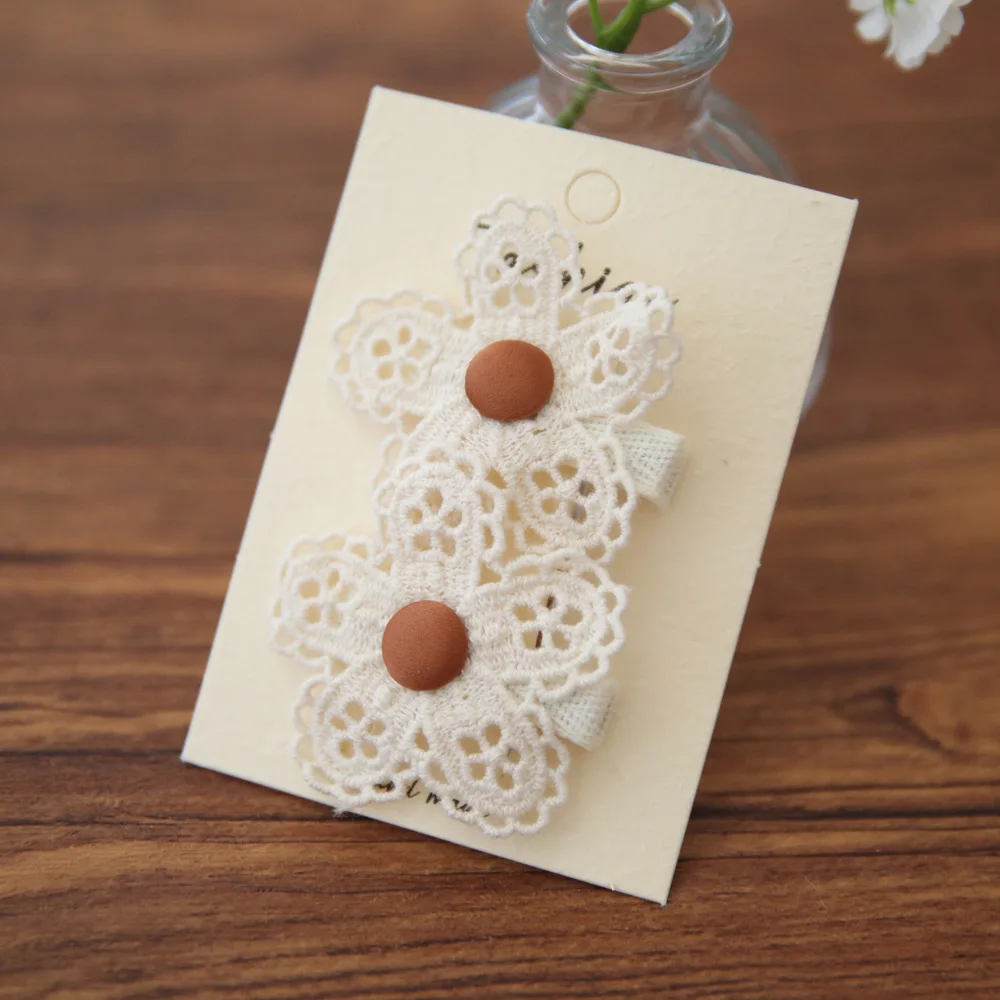 สแกนดิเนเวียนคลิปผม 2PCS ชุดเด็กดอกไม้หัวใจ Felt Pins ผ้าฝ้าย-รู้สึกผ้า INS สไตล์ลื่นเด็ก-ปลอดภัยอุปกรณ์เสริมผม