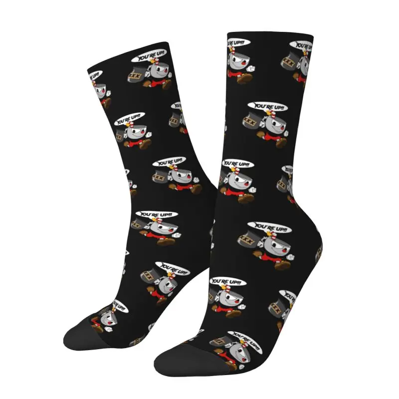 Kühlen Cuphead Socken Männer Frauen Warme 3D Druck Cartoon Spiel Sport Fußball Socken