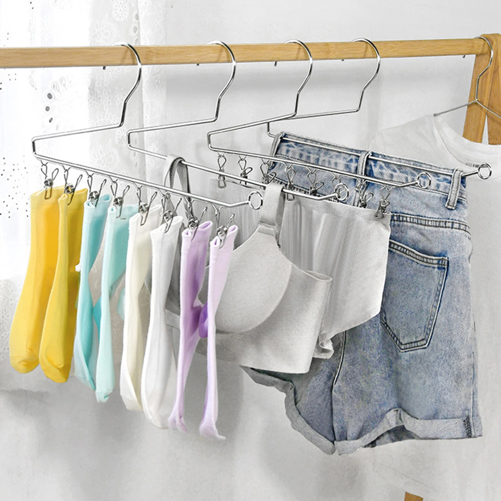 Pants Skirt Slack Hangers With Clips Light-Weight Metal Clothes Hangers for Heavy Coats Beddings Blankets AC-Hot Sale