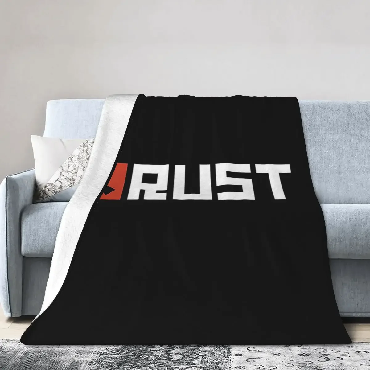 Rust Game Logo Blanket Soft Warm Flannel Throw Blanket Cover for Bed Living room Picnic Travel Home Couch