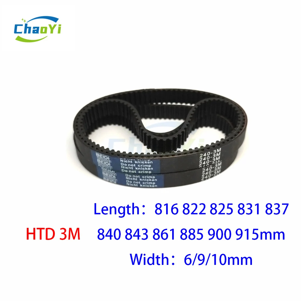 HTD 3M Closed Loop Rubber Timing Belt Length 816 822 825 831 837 840 843 861 885 900 915mm Width 6/9/10mm 3M-835 3M-861 3M-900