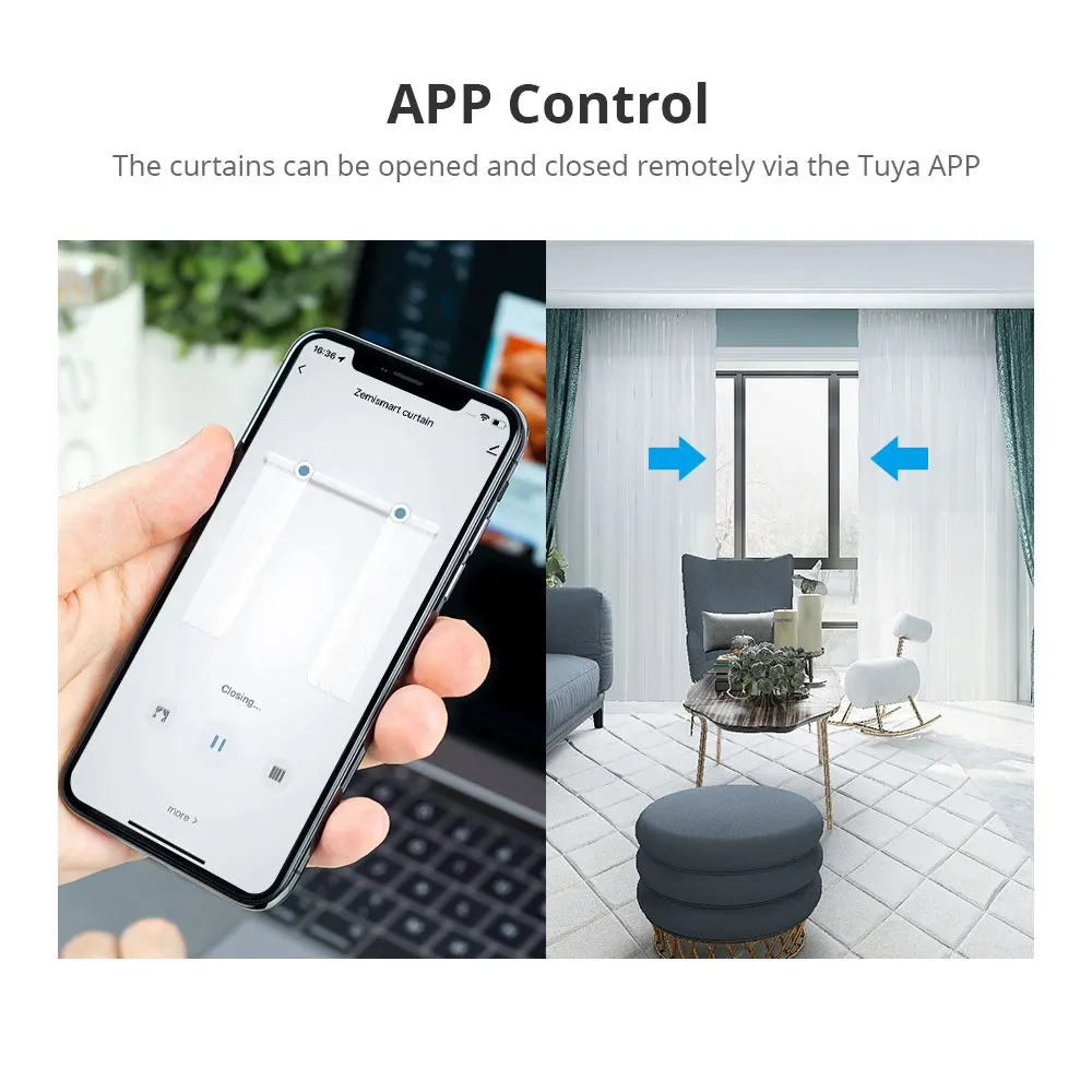Imagem -03 - Tuya Zigbee Inteligente Cortina Track Motor Elétrico Motorizado Instalar Rapidamente Alexa Google Home Control