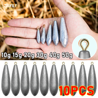 10PCS 10g 15g 20g 30g 40g 50g Fishing Lead Sinker Large Weight Far Casting Weight Sea Fishing Lead Sinker for Tackle Accessories