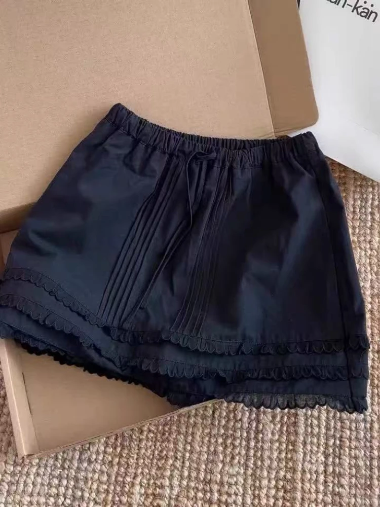 สีขาวกระโปรงเสื้อผ้าผู้หญิงสูงเอว Jupe Chic ฤดูร้อนเกาหลี Saia Patchwork ลูกไม้กระโปรงมินิ 2025 Faldas Mujer De Moda