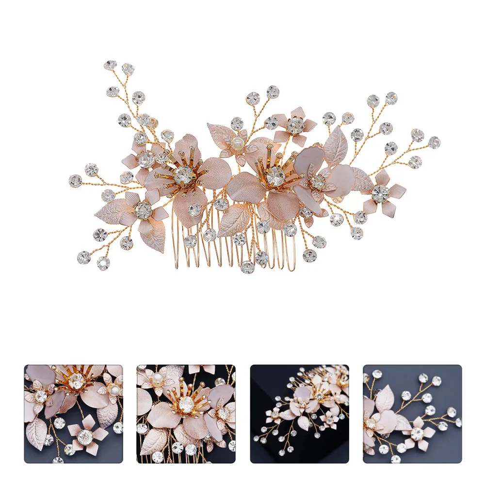 

1Pcs Pearl Rhinestone Hair Comb Creative Alloy Exquisite Bridal Hair Accessory Elegant Handmade Wedding Headdress