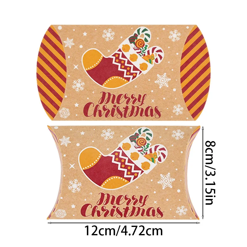 10Pcs Merry Christmas Candy Gift Box Xmas Cookie Snack Packaging Bags Christmas Party Decoration For Home Navidad New Year 2025