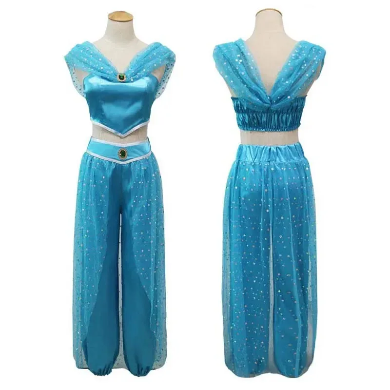 

Aladdin Jasmine Cosplay Costume Adult Women Girls Halloween Party Dress Jasmine Costume Sets Kids Jasmine Princess fancy RW0738