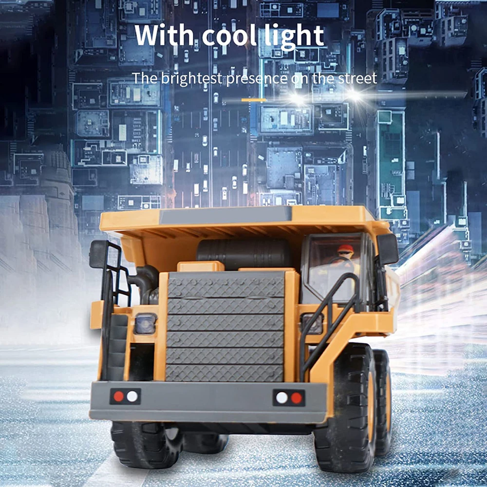 EBOYU 1047 RC Dump Truck 2.4Ghz 9CH 1:24 Remote Control Dump Truck RC Construction Truck Vehicles with Light and Music for Kids