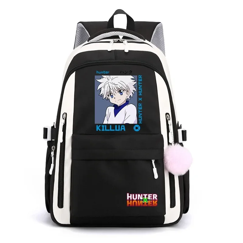 Breathable mesh, 30×42×23cm Black Blue Purple Pink, Hunter x Hunter, Student Kids Teens School Bags, Anime Backpacks Girls Boys