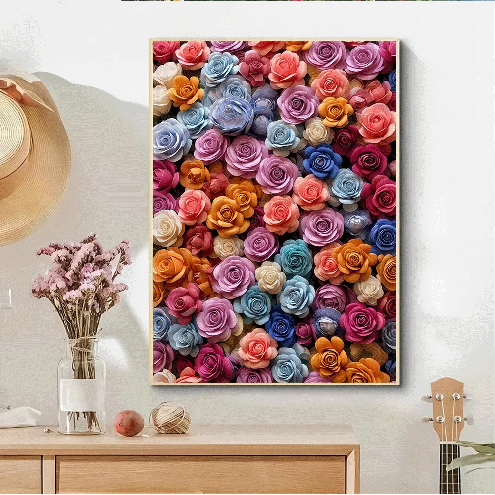 Buntes Regenbogen-Rosen-Bouquet-Puzzle für Erwachsene, florales Thema, geistiges Spiel, Heim- und Freizeit-Dekoration, Puzzle-Spielzeug